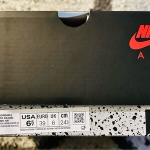 Nike Air Jordan 5 Black and White Box with Red Logo